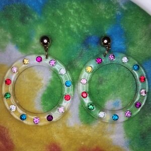 Multicolor sparkle Hoop Earrings